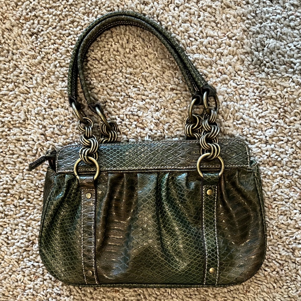 Chain link handle purse Cute texture outer layer with lots of pockets inside